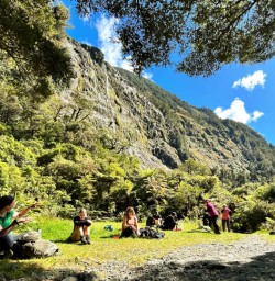 Hiking in milford sound new zealand
