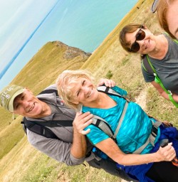 3. Guide and guests at Godley Head