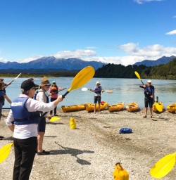 3. Kayak warm up at Okarito Lagoon