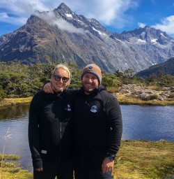 Couple at Key Summit Lookout Trail Lake, Otago New Zealand