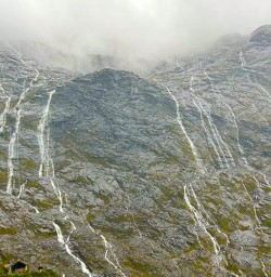 Waterfalls in Milford Sound