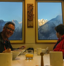 Breakfast on the boat at Milford Sound, Fiordland New Zealand