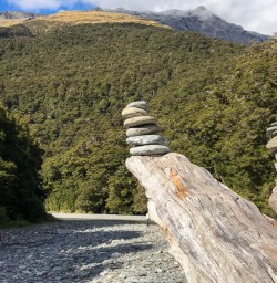 Carins at Haast Pass river, West Coast New Zealand
