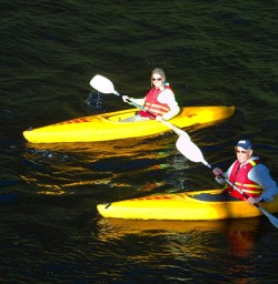Kayaking in the last rays of sunlight at Milford Sound