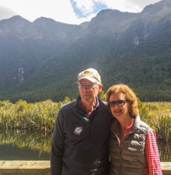 Couple at Mirror Lakes, Fiordland National Park Southland New Zealand