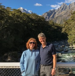 Couple at Tutoko bridge, Fiordland New Zealand