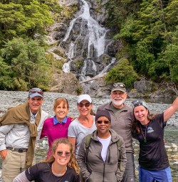 Group at Fantail falls, Haast Pass West Coast New Zealand