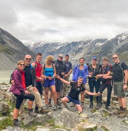 Group at Hooker Lake, Aoraki Mt Cook Canterbury New Zealand