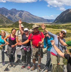 Group at Hooker Valley, Canterbury New Zealand