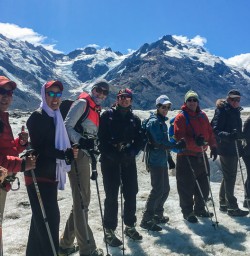 Group at Tasman Glacier, Canterbury New Zealand