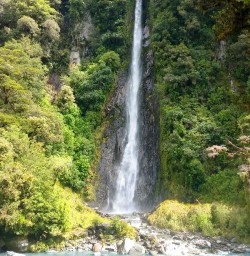 waterfall in mount aspiring national park new zealand