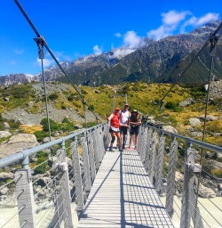 The Hooker Valley track crosses 3 swing bridges on it's way up to the Hooker Glacier