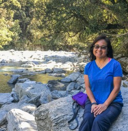 Lady at Haast River, Otago New Zealand