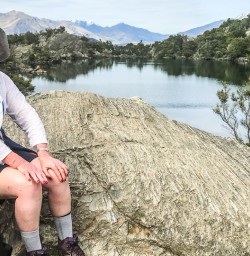 Lady at Mou Waho Island, Lake Wanaka Otago New Zealand