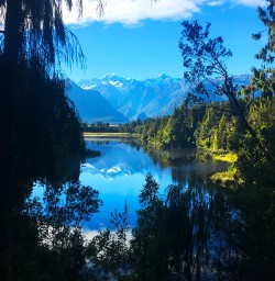 The team were lucky to catch this stunning reflection on Lake Matheson