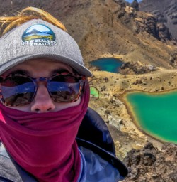 Selfie at Emerald lakes at Tongariro National park,  Manawatu-Wanganui New Zealand