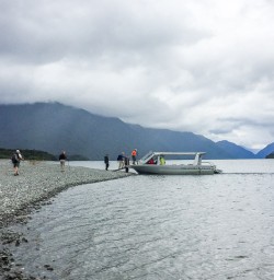 Taking Jetboat at Hollyford River, Fiordland National Park Southland New Zealand