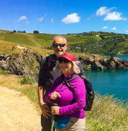 4. Happy guest couple Godley Head walkway