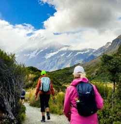 4. Guests walking Hooker Valley Track to Mt Cook