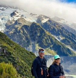 4. Two guests Sealy Tarns Track Mt Sefton in background