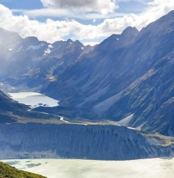 4. Views down the Hooker Valley from Sealy Tarns
