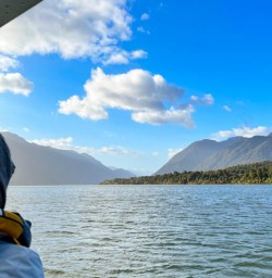 5 Guests jetboat across Lake McKerrow2