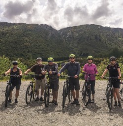 Biking group at Queenstown trail, Otago New Zealand