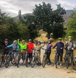 Biking group at Queenstown Trail, Otago New Zealand