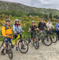 Biking group at Queenstown trail, Otago New Zealand