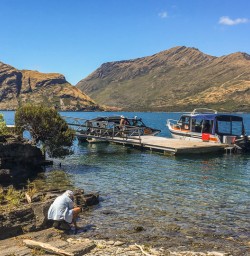 Boarding on the boat at Mou Waho Island, Wanaka Otago New Zealand