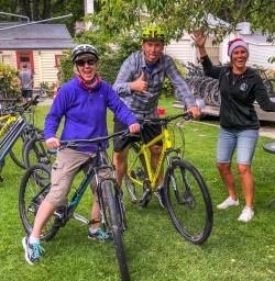 Couple ready to bike at Arrowtown, Otago New Zealand