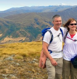 hikers at crown range queenstown new zealand