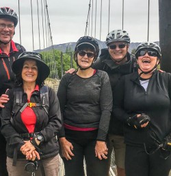 Group at Arrow river bridges ride, Otago New Zealand