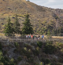 Group at Arrow river bridges ride, Otago New Zealand
