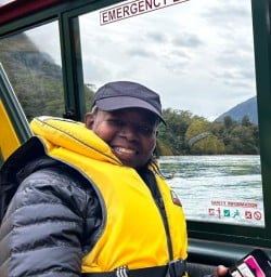 5 guest on jet boat cruise Haast River RM03NOV25