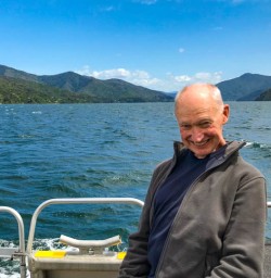Guest on water taxi Queen Charlotte Sound
