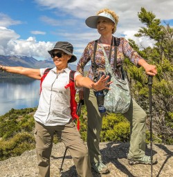 Happy ladies at Mou Waho Island, Wanaka Otago New Zealand 