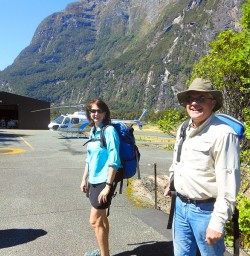 Getting ready for our Heli lift out of Milford Sound
