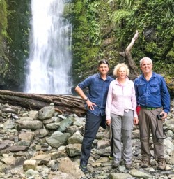 Group at Hidden Falls, Hollyford Track, Fiordland National Park Southland New Zealand