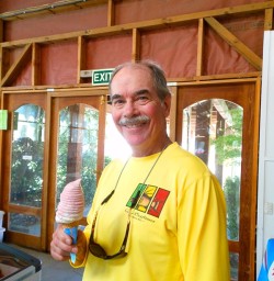 Wally enjoying an ice cream in Cromwell