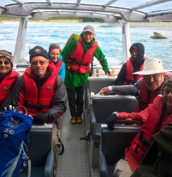 The team ready for their jet boat ride