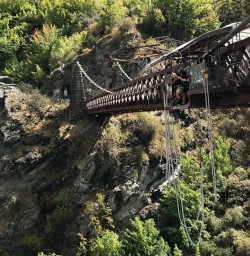 Jumping from Kawarau Gorge Suspension Bridge, Otago New Zealand