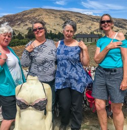Ladies at Cardrona Bra Fence, Otago New Zealand