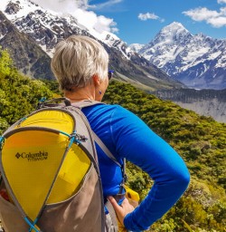 Lady at Aoraki Mount Cook, Canterbury New Zealand