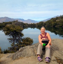hiker at mou waho island