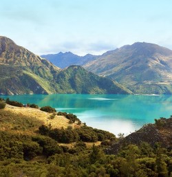 view from mou waho island new zealand