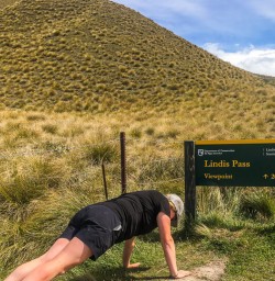 Pumping at Lindis Pass Summit Scenic Look Out, Otago New Zealand