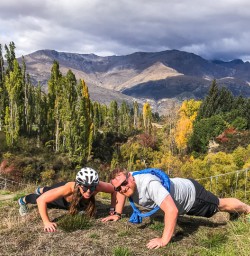 Pushups at Queenstown Trail, Otago New Zealand