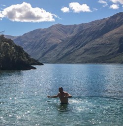 Swim at Mou Waho Island, Wanaka Otago New Zealand
