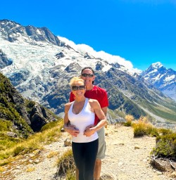 Guest couple with epic views of Mt Cook Sealy Tarns copy